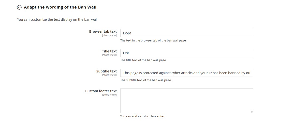 Ban wall customization Ban wall customization